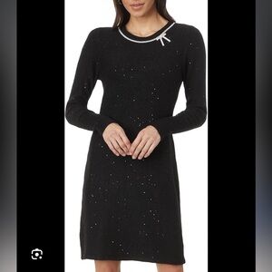 Lilly Pulitzer Black Morgen Sweater Dress w Sequins & Rhinestone Bow Collar XS